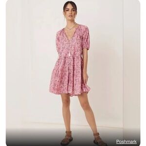 Spell & The Gypsy Collective Pink Poppy Floral Smocked Mini Dress Womens S